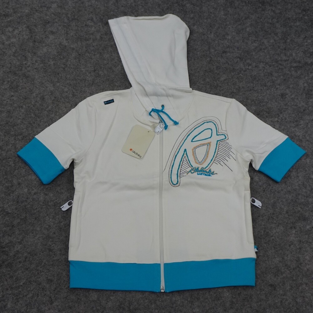 Vintage Akademiks Hoodie Jacket Womens Medium White Short Sleeve NOS 2000s C